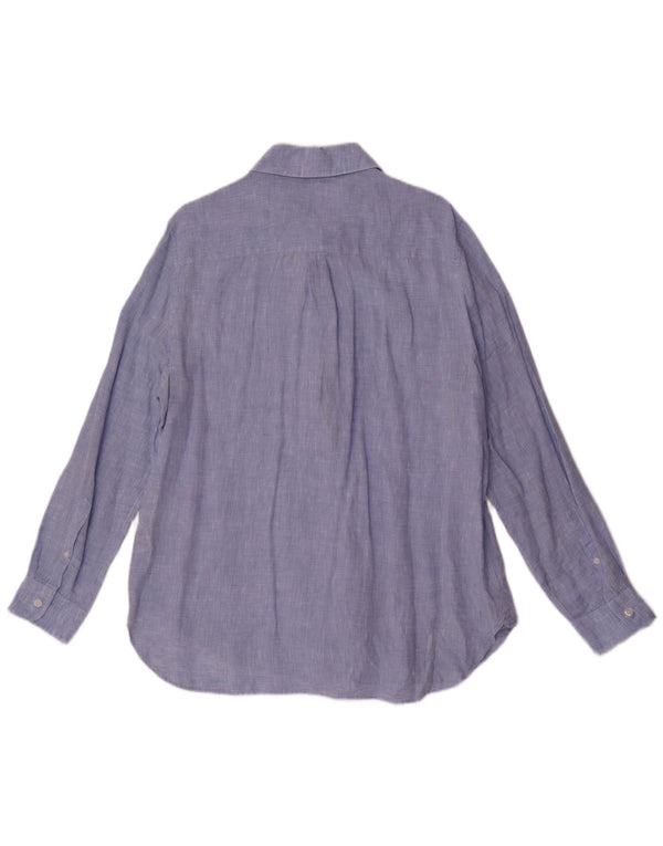 Reiss Chemise Femme UK 14 Grand Lin Bleu
