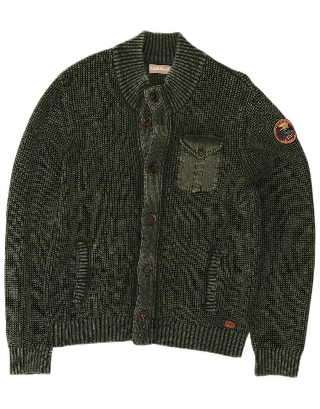 Napapijri Geographic Cardigan Pull Homme Vert Moyen
