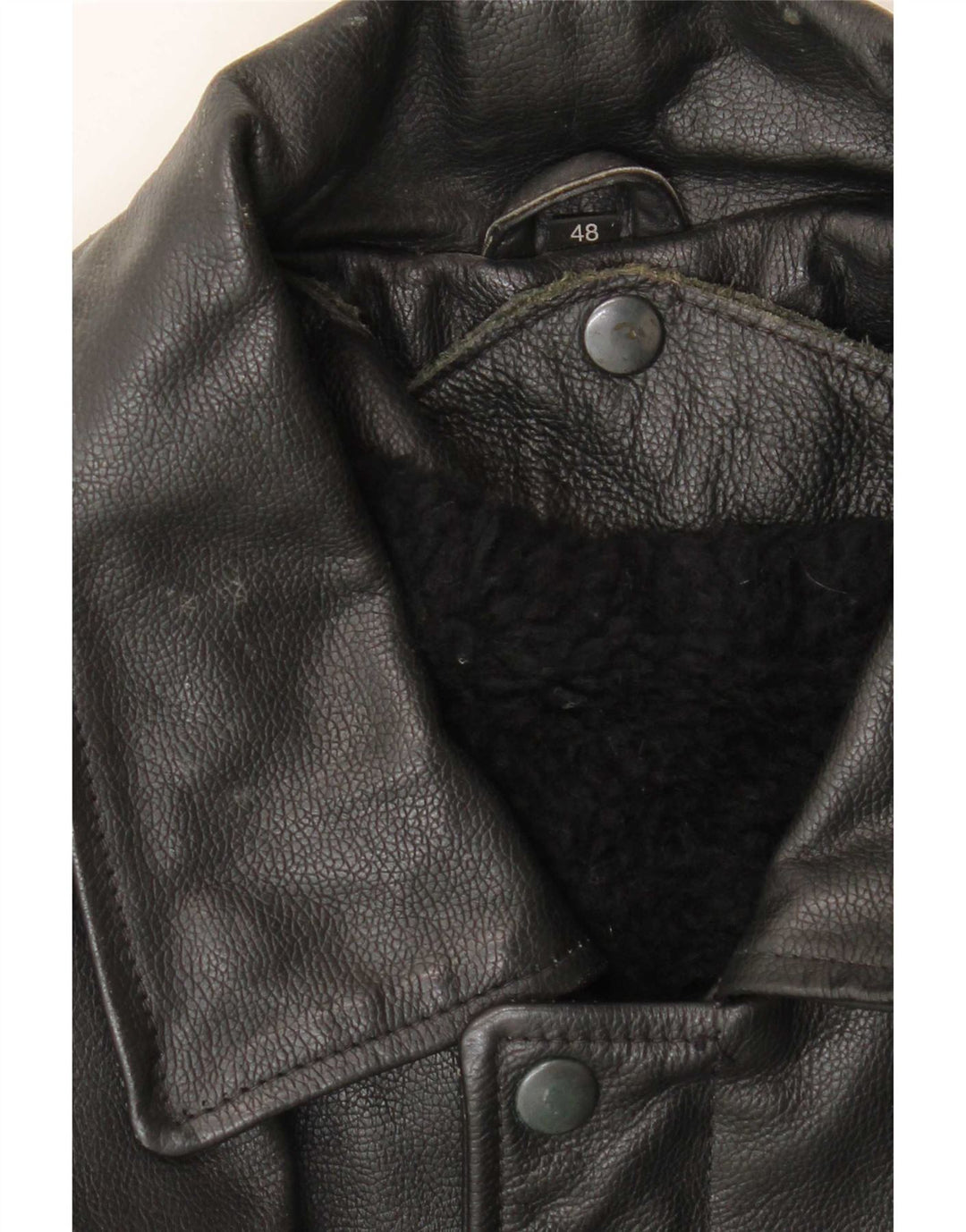 veste en peau de mouton vintage pour hommes IT 48 Noir moyen