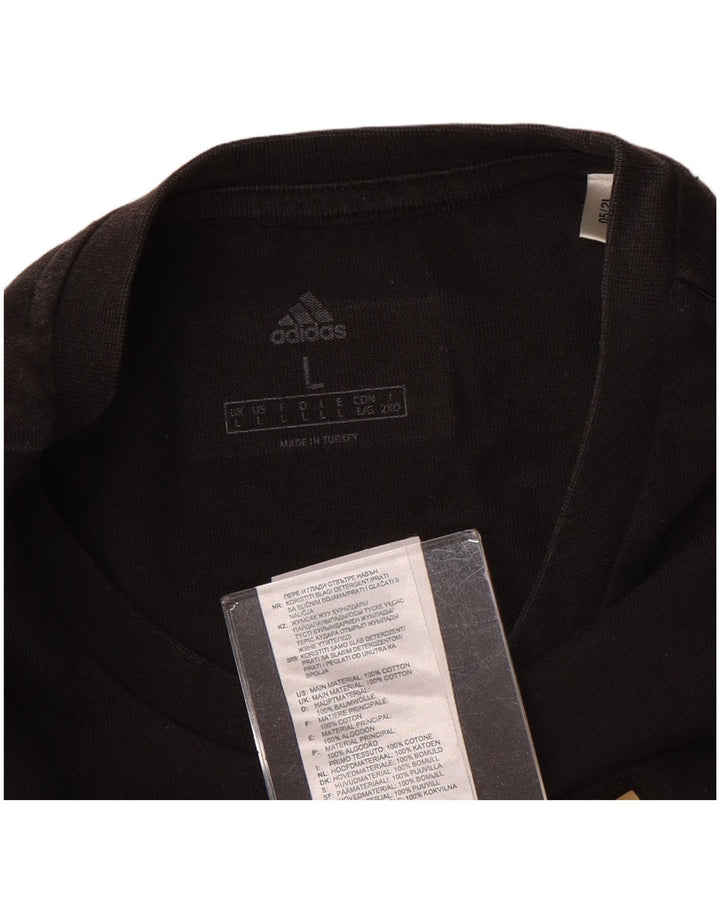 ADIDAS T-shirt graphique pour hommes, grand, en coton noir