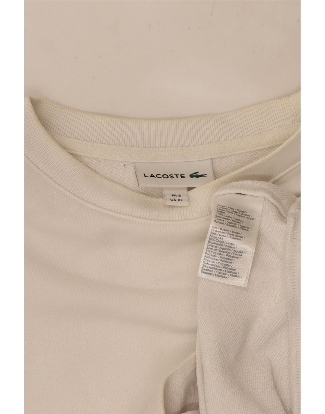 LACOSTE Homme Sweatshirt Jumper Taille 6 XL Coton Blanc