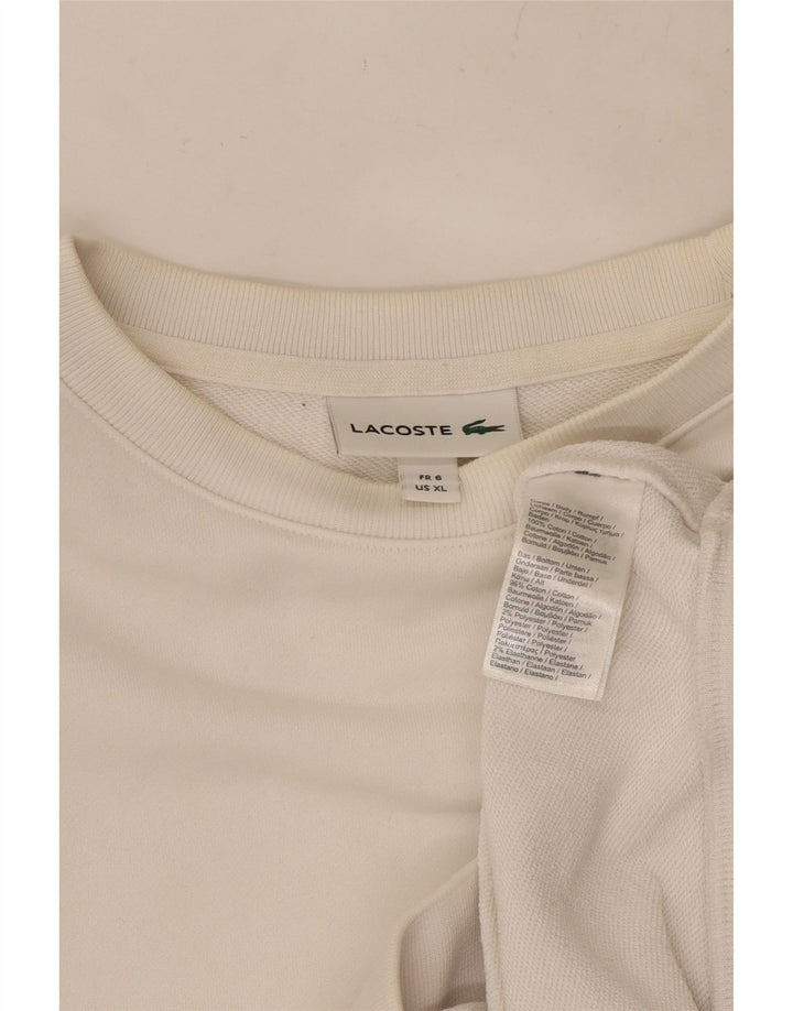 LACOSTE Homme Sweatshirt Jumper Taille 6 XL Coton Blanc