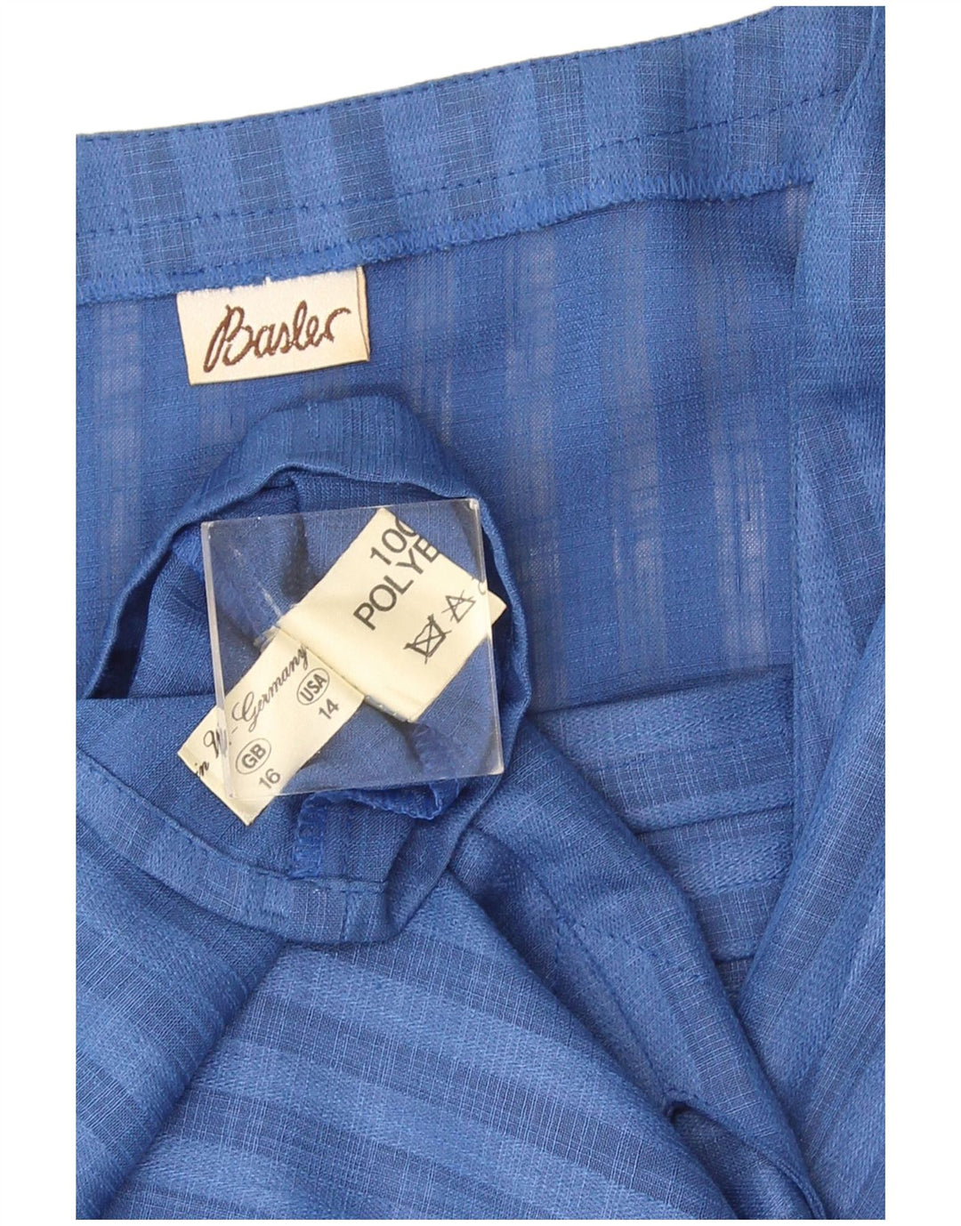 Basler Chemisier sans manches pour femme UK 46 Large Bleu Rayé Polyester