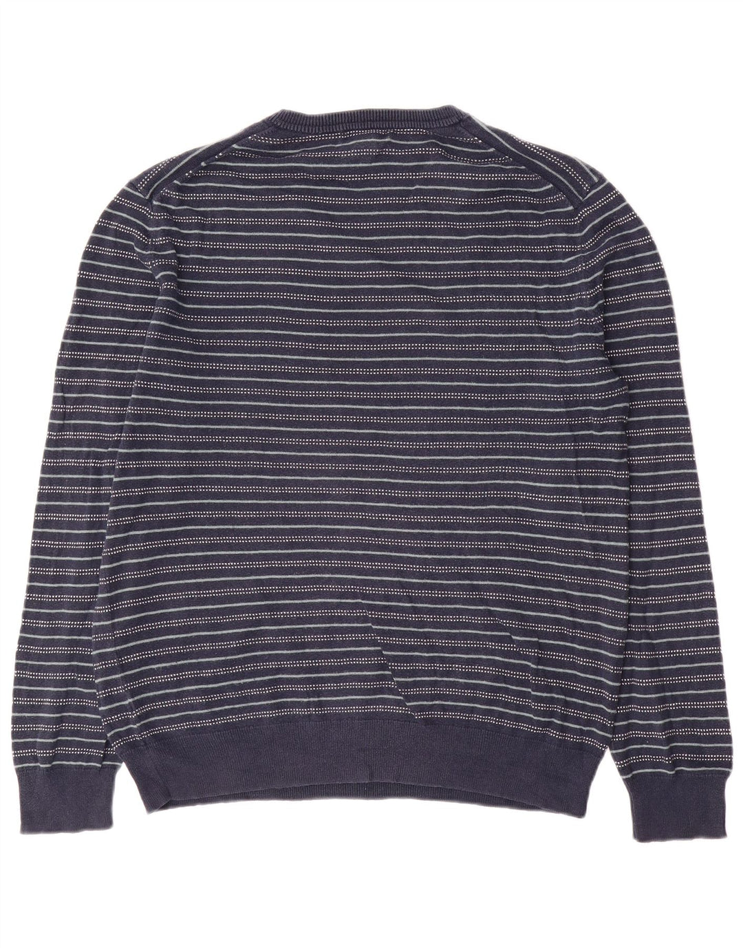 Gap Pull Col V Homme Bleu Marine Rayé Coton Moyen