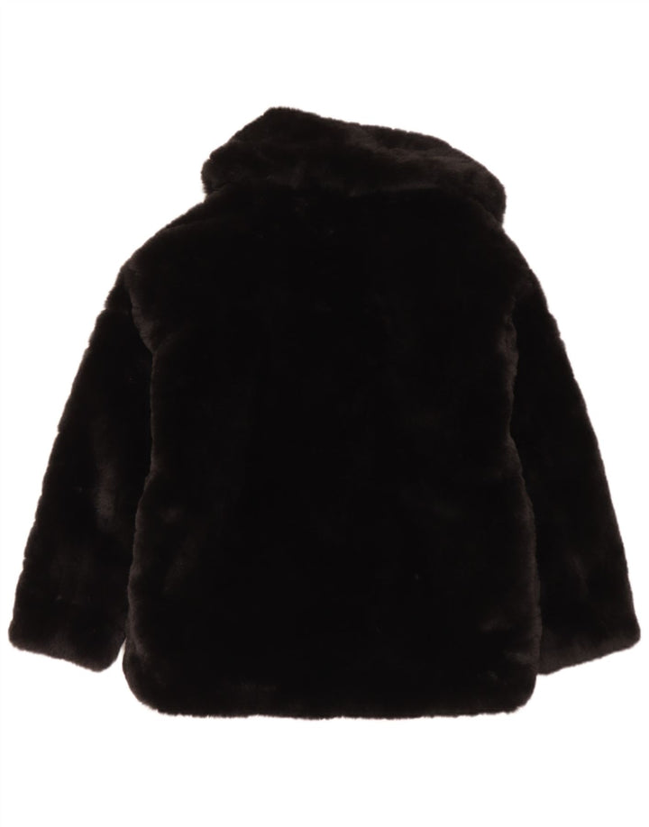 Zara Veste en fausse fourrure pour femme UK 6 XS Noir Polyester