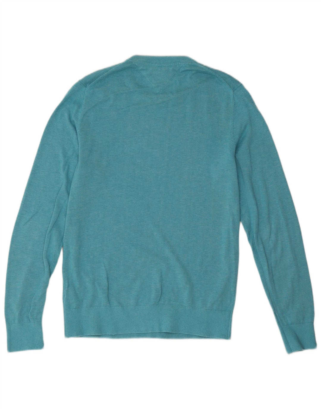 Tommy Hilfiger Pull à col rond pour homme en coton turquoise moyen