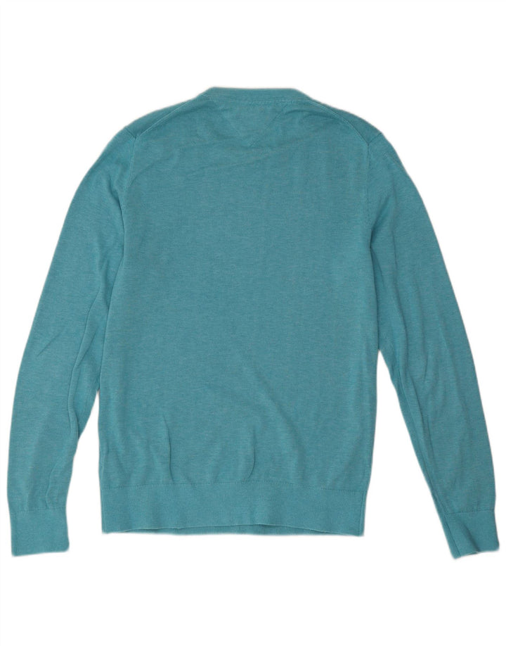 Tommy Hilfiger Pull à col rond pour homme en coton turquoise moyen