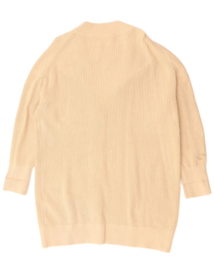 COS Cardigan long surdimensionné pour femme en coton beige moyen UK 14