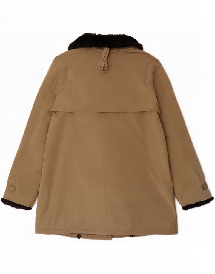Krizia Jeans Manteau Femme UK 44 Large Beige Colorblock Polyester