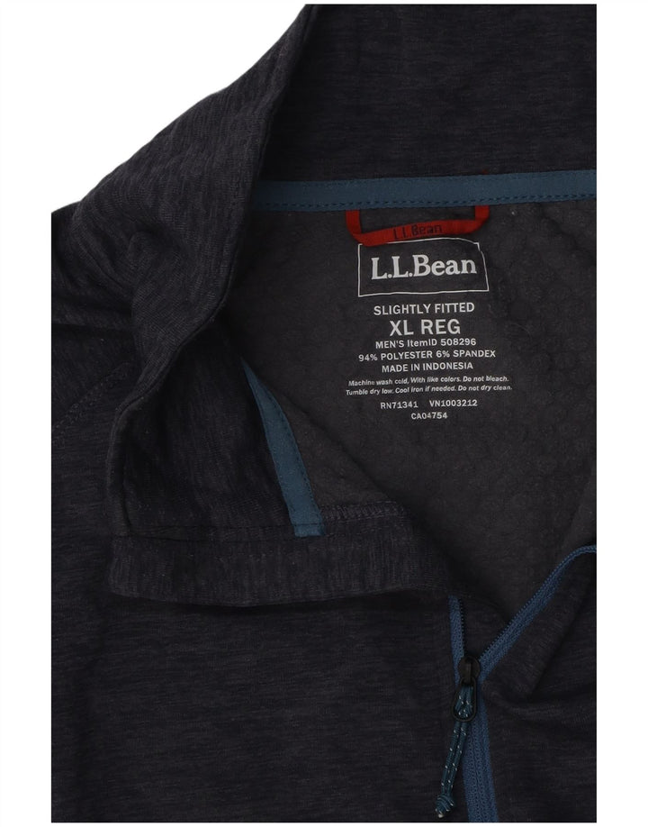 L.L.BEAN Haut de survêtement à col zippé pour homme XL Bleu marine moucheté