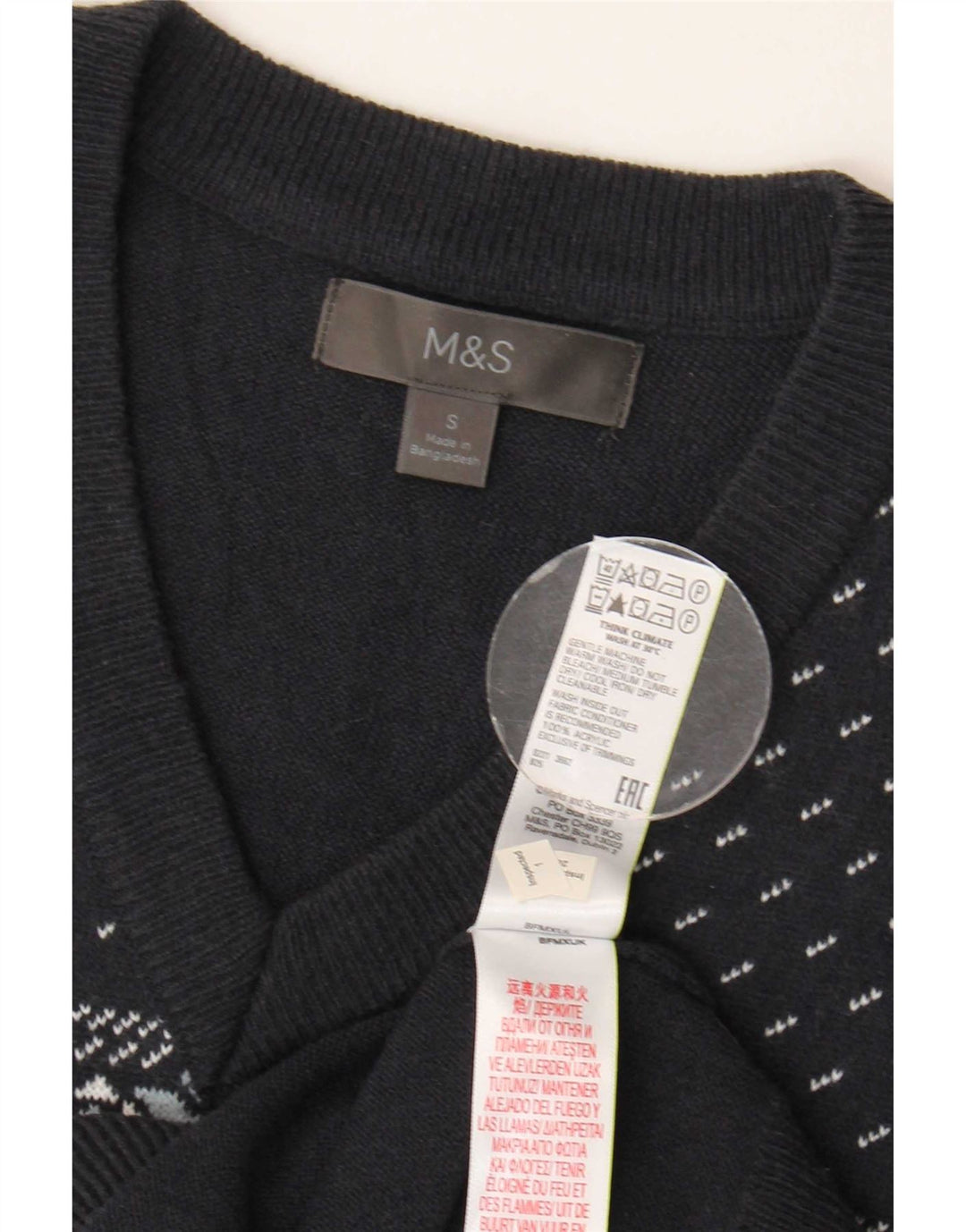 Marks & Spencer Débardeur pour homme Petit bleu marine Fair Isle Acrylique