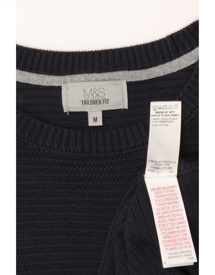 Marks & Spencer Pull col rond homme bleu marine moyen coton