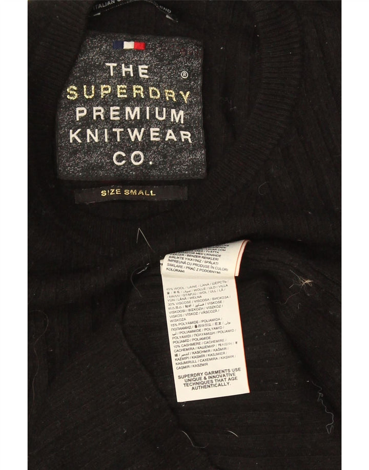 Superdry Pull ras du cou pour femme UK 8 Small Laine noire