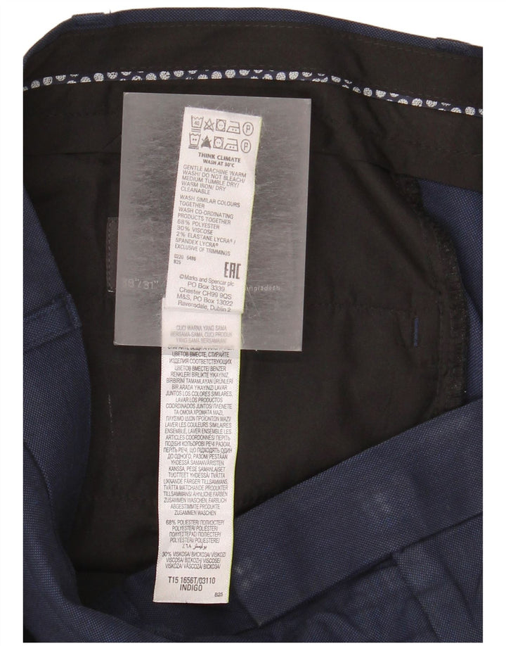 Marks & Spencer Pantalon de Costume Droit Homme W38 L31 Bleu Marine Polyester