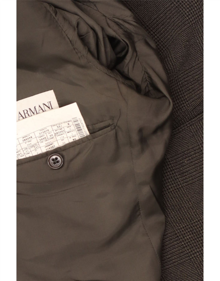 Armani Veste blazer à 2 boutons pour homme IT 52 en polyester pied-de-poule gris