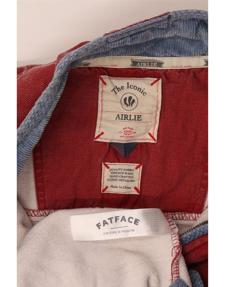 FAT FACE Homme Airlie Zip Neck Sweatshirt Jumper 2XL Rouge Coton