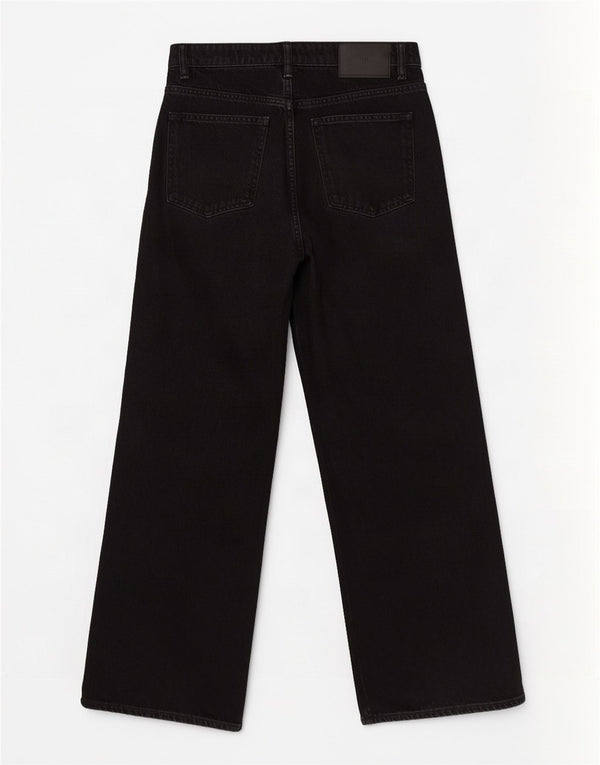 Zara Jean taille haute à jambe large pour femme EU 36 XS W26 L25 Coton noir