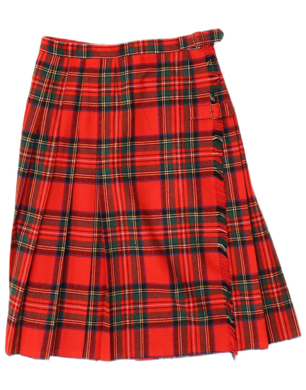 vintage Womens Wrap Jupe Plissée W26 Petit Plaid Rouge