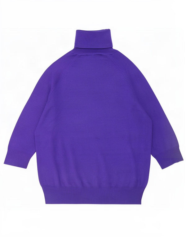 Zara Femme Pull à Manches 3/4 Col Roulé UK 10 Petit Violet Viscose