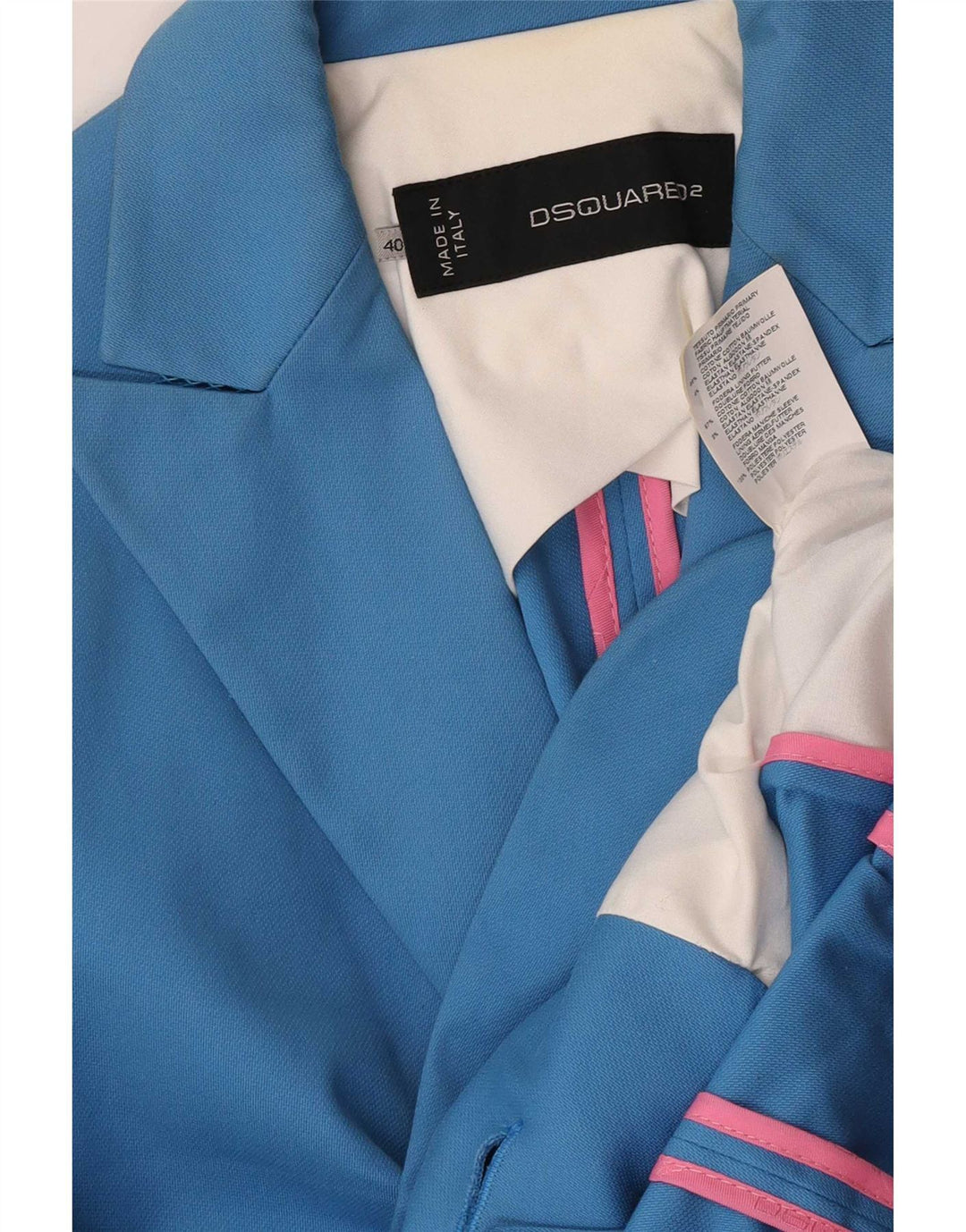 Dsquared2 Femmes Crop 1 Bouton Blazer Veste IT 42 Petit Bleu Coton