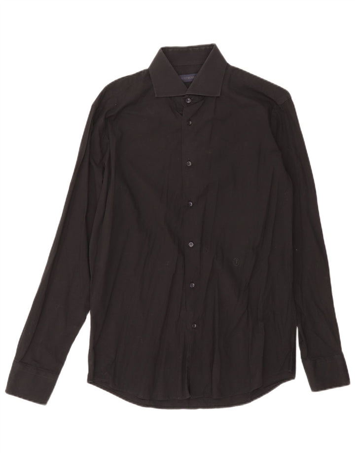 Trussardi Chemise Homme Taille 39 15 1/2 Moyen Noir Coton