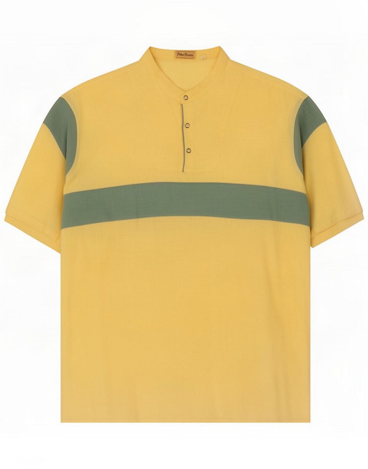 Peter Doney Chemise pull pour homme Taille 40 15 3/4 Jaune moyen Colourblock
