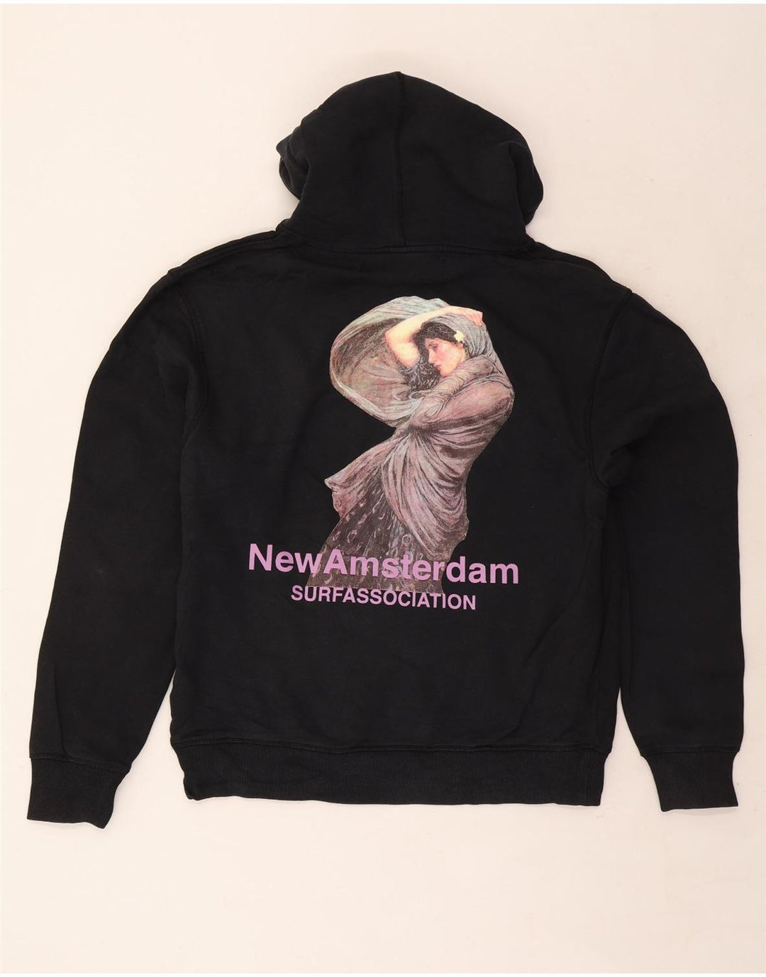 vintage Mens Graphic Hoodie Jumper Moyen Noir Coton