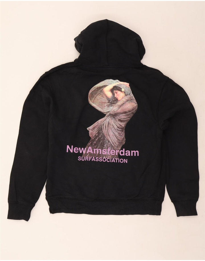 vintage Mens Graphic Hoodie Jumper Moyen Noir Coton