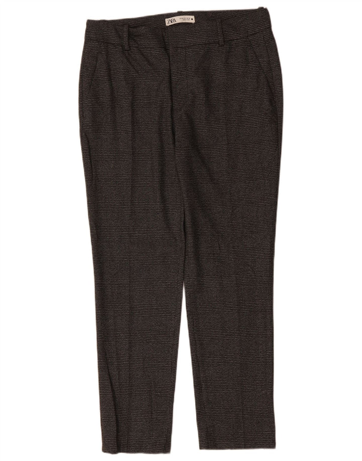 ZARA Pantalon de costume slim pour femme EU 40 Medium W30 L29 Gris à carreaux Polyester