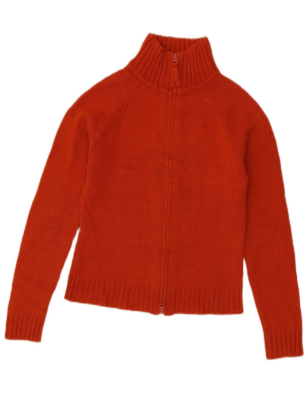 Zara Womens Crop Cardigan Sweater UK 8 Petit Orange Acrylique