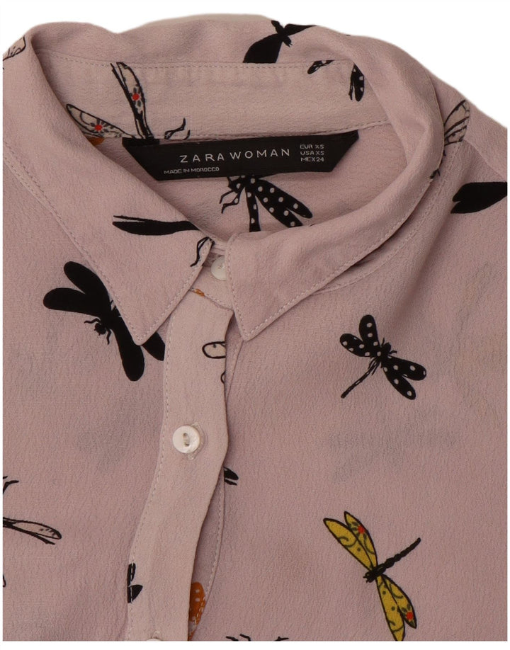 Chemisier chemise à motif abstrait pour femme UK 6 XS Violet