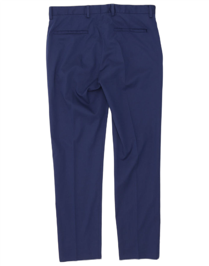 Zara Pantalon Chino Slim Homme EU 42 Large W32 L30 Bleu Polyester