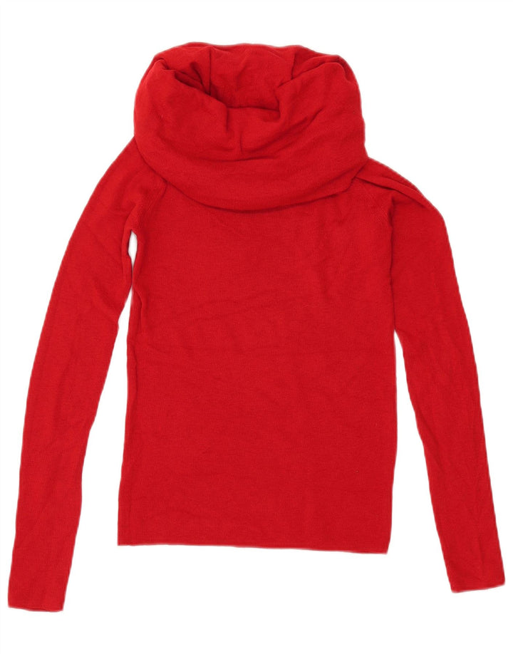 ZARA Pull court à col roulé pour femme UK 12 Rouge moyen