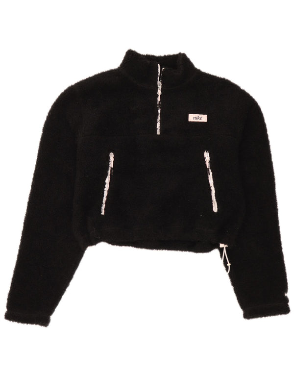 Nike Pull surdimensionné en polaire avec col zippé pour femme UK 10 Petit Noir