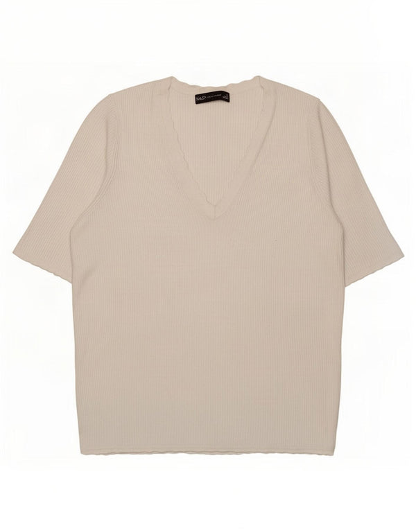 Marks & Spencer T-shirt pour femme UK 14 Large Blanc Viscose