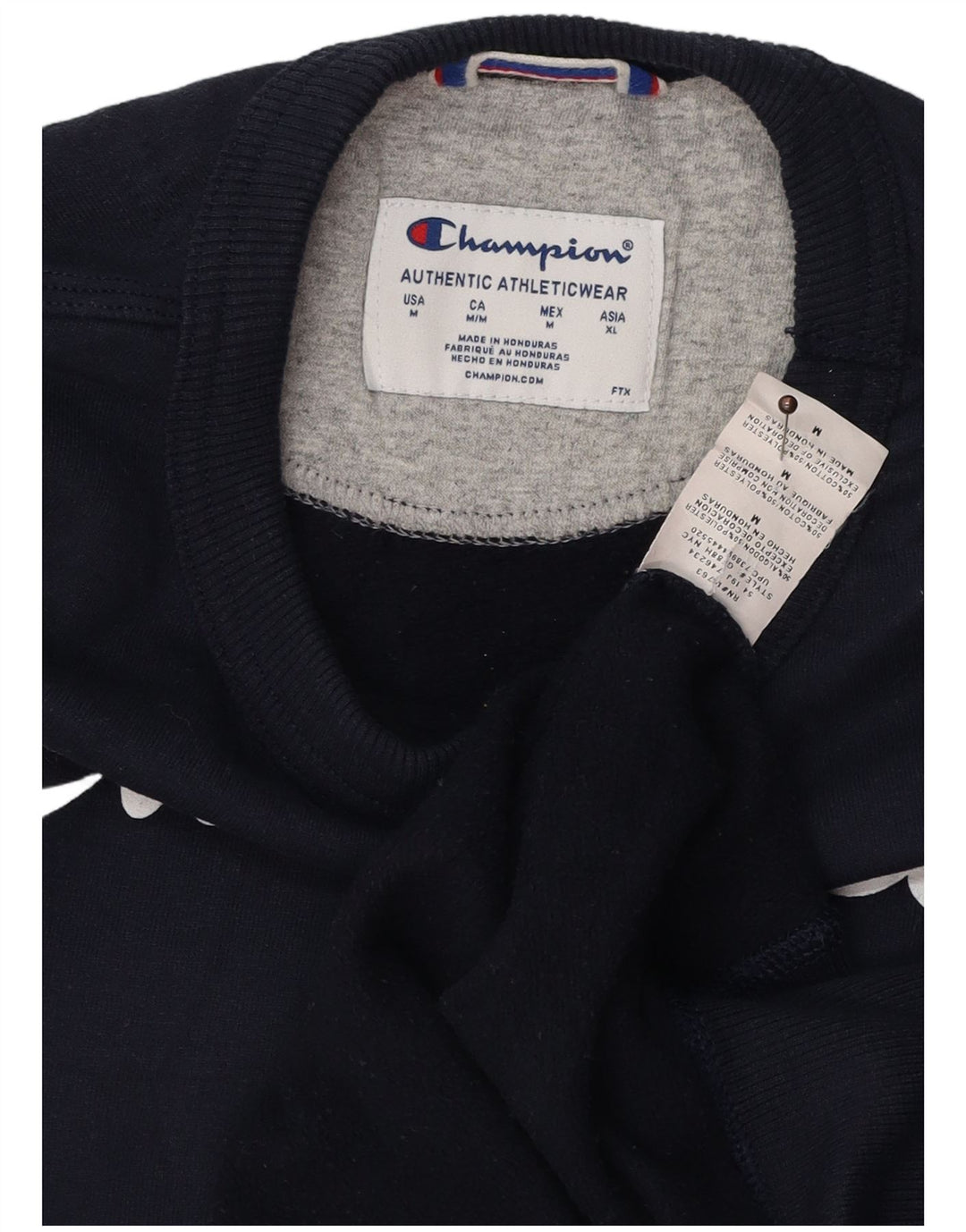 CHAMPION Mens Graphic Sweatshirt Jumper Medium Navy Blue Cotton