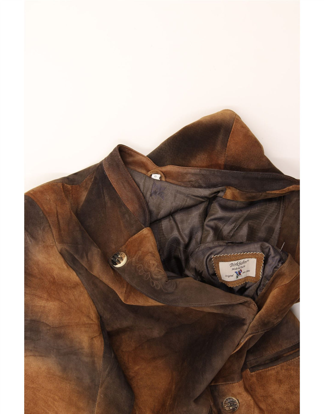 VINTAGE Veste Blazer 3 Boutons Homme IT 48 Cuir Tie Dye Marron Moyen