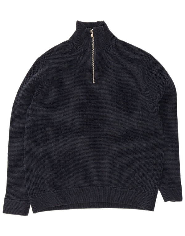 Marks & Spencer Pull col zippé pour homme XL Bleu marine Polyester