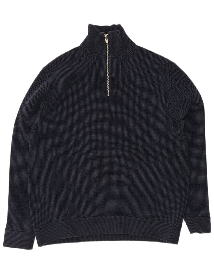 Marks & Spencer Pull col zippé pour homme XL Bleu marine Polyester