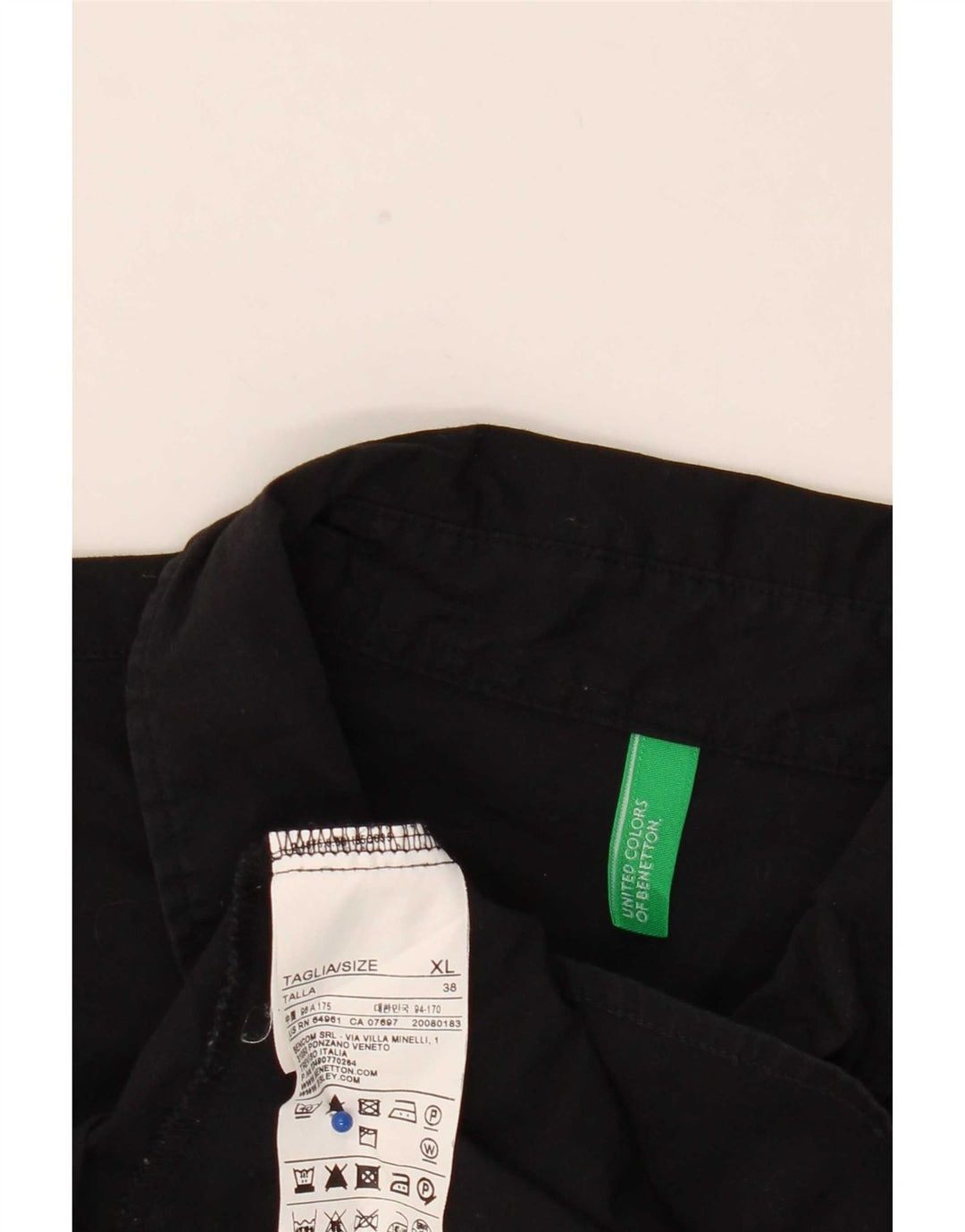 Benetton Chemise Pull Femme UK 18 XL Noir Coton
