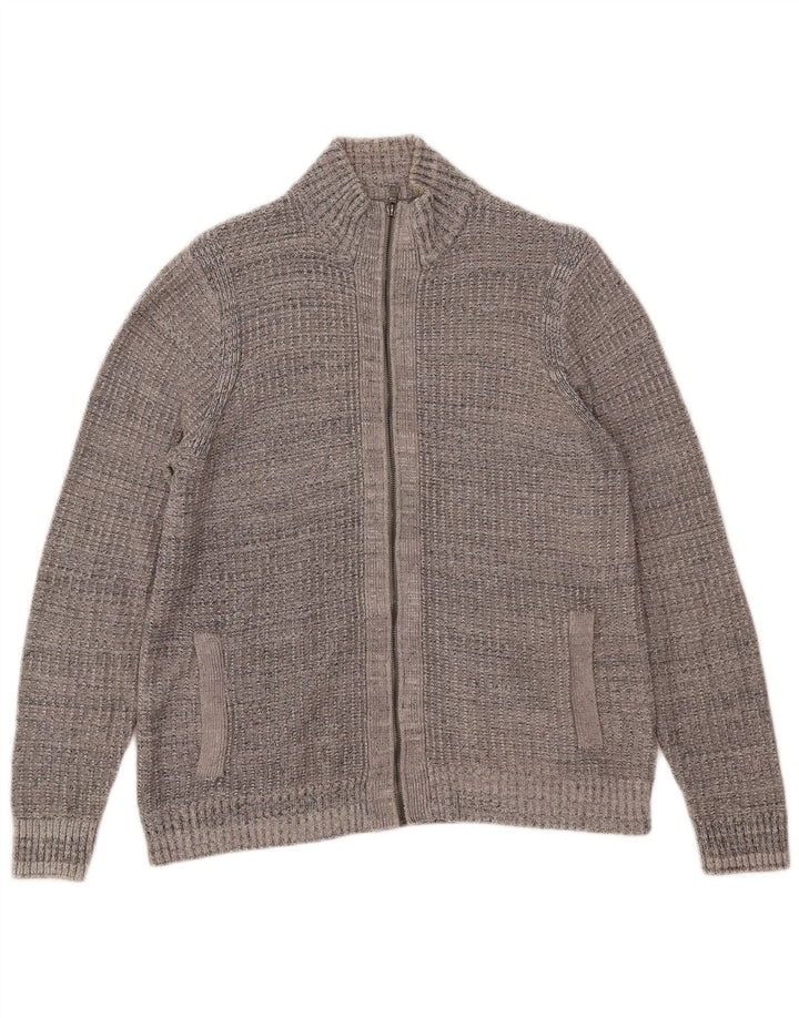 Marks & Spencer Pull col zippé pour homme UK 38/40 Gris moyen moucheté