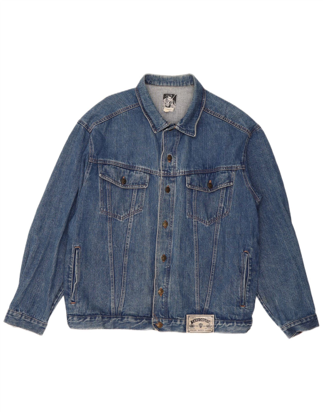 VINTAGE Veste en jean homme UK 42 XL Coton bleu