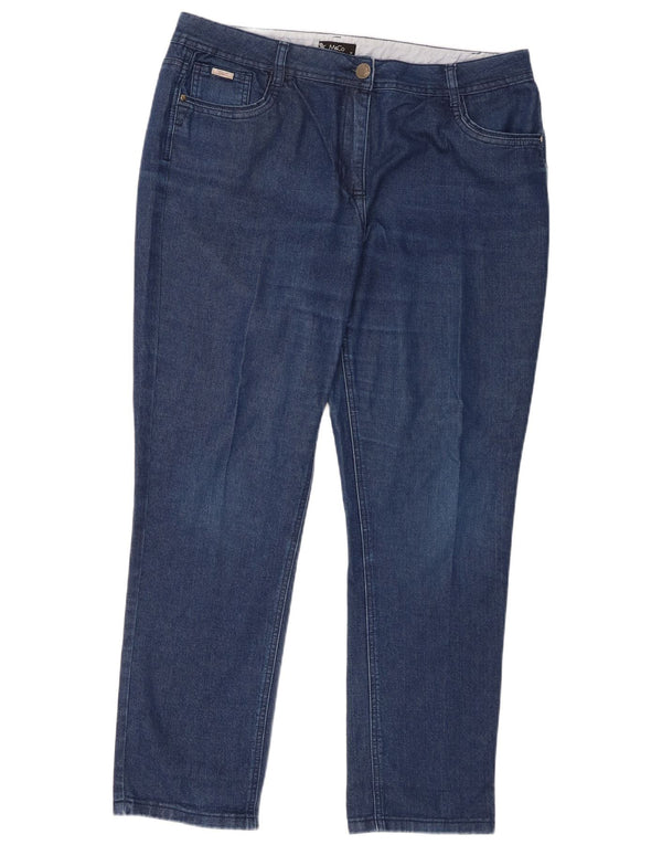 M&Co Jean fuselé taille haute pour femme UK 18 XL W38 L30 Bleu Coton