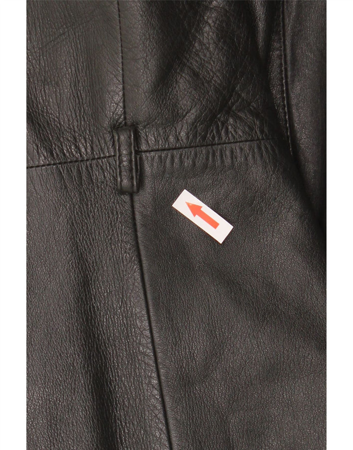 manteau en cuir femme vintage UK 10 Petit Noir