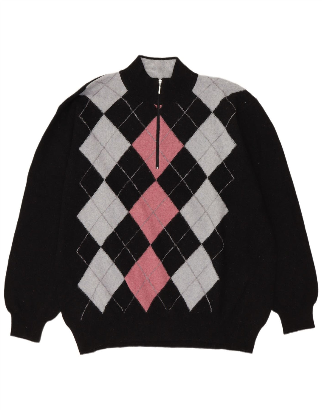 Conbipel Homme Niama Pull Col Zippé XL Noir Argyle/Diamond Laine