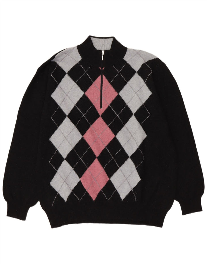 Conbipel Homme Niama Pull Col Zippé XL Noir Argyle/Diamond Laine