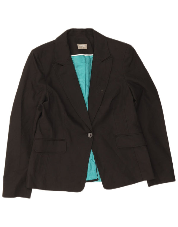 Oasis Veste Blazer 1 Bouton Femme UK 12 Noir Moyen Polyester