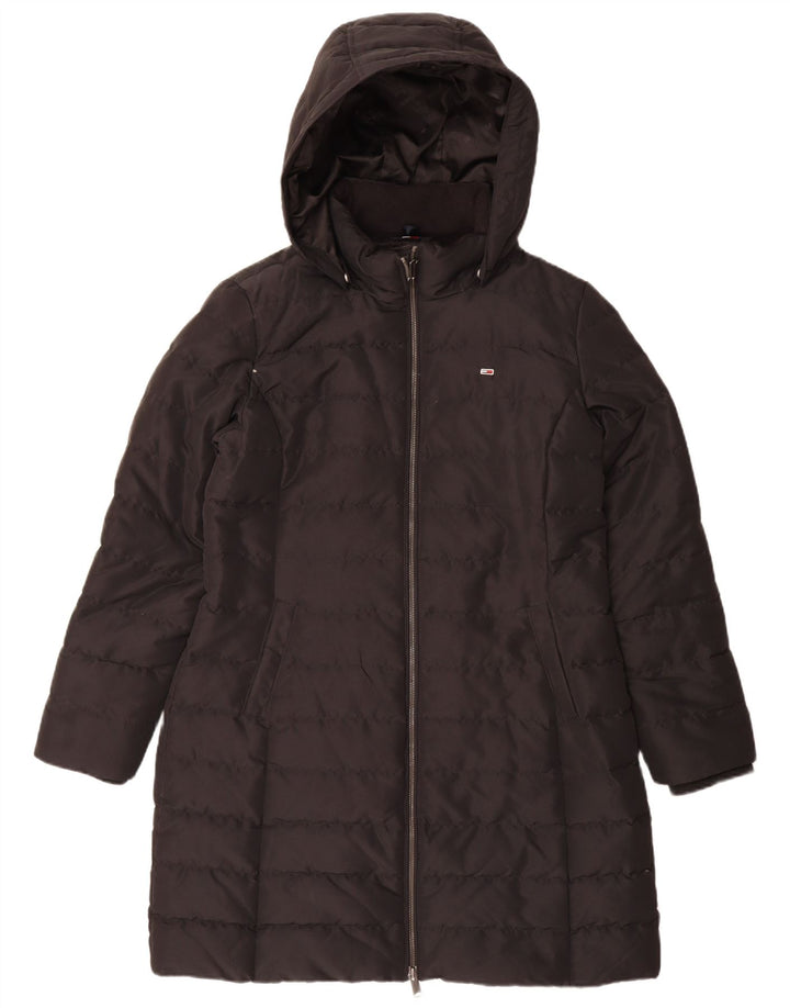 Tommy Hilfiger Manteau rembourré à capuche pour femme UK 18 XL Noir Polyester