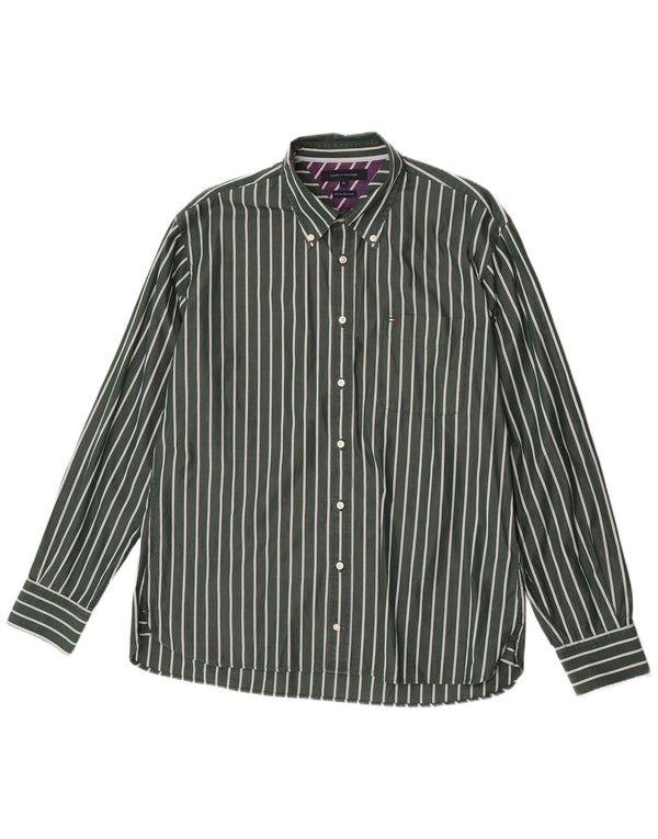 Tommy Hilfiger Chemise Homme XL Vert Rayé Coton