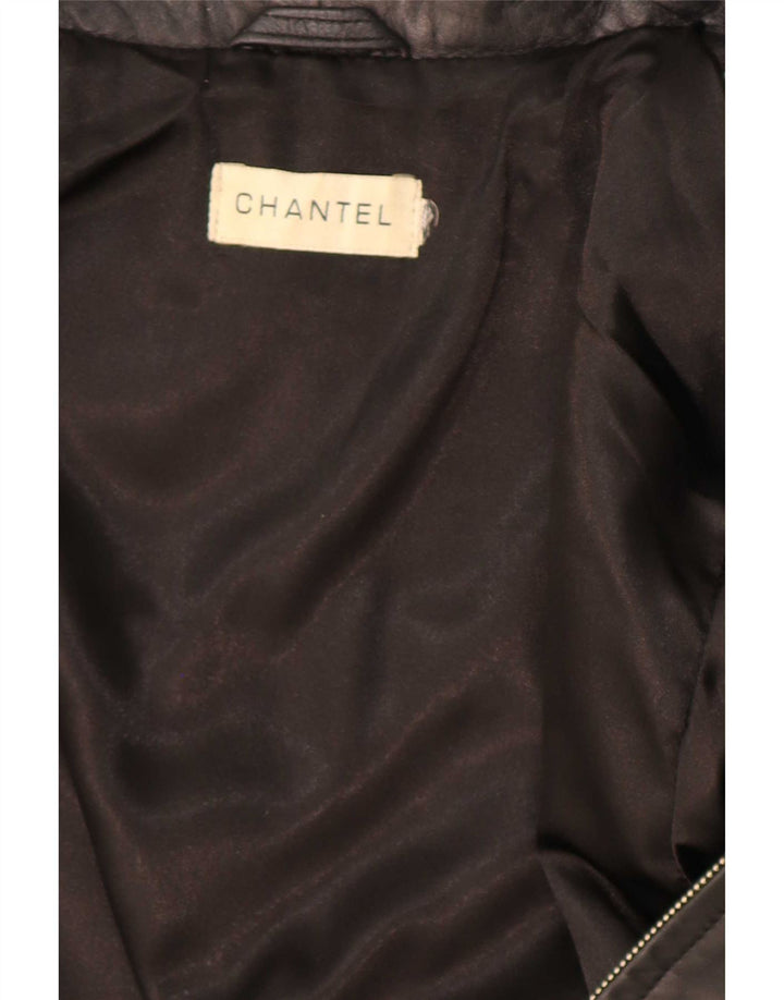 Veste en cuir femme vintage UK 12 Noir Moyen